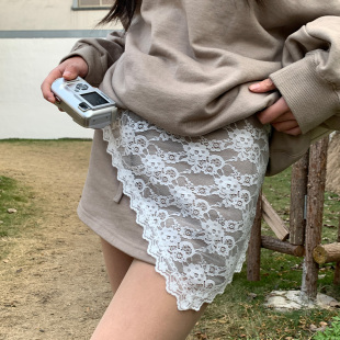 饰围裙叠穿下摆裙帘 拼接三角形丝巾装 蕾丝花边屁帘女2025新款 韩版