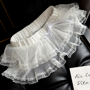 白色芭蕾风蕾丝半身裙女春夏叠穿屁帘显瘦遮胯裙帘短裙蓬蓬裙装 饰