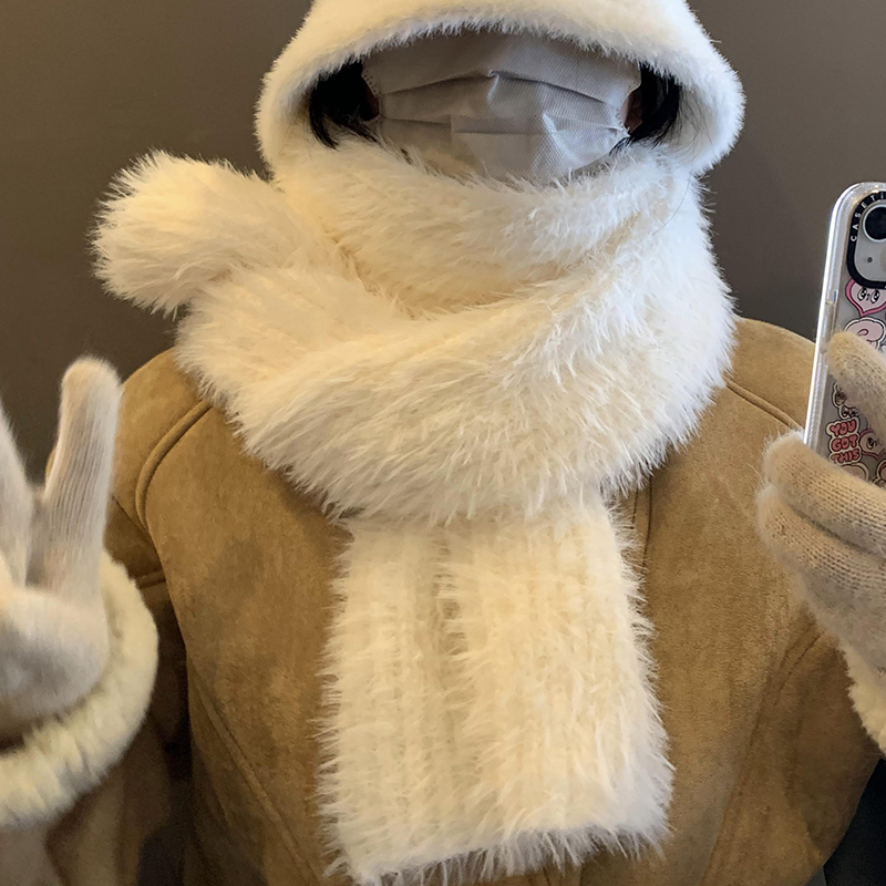 毛绒绒针织围巾女加厚