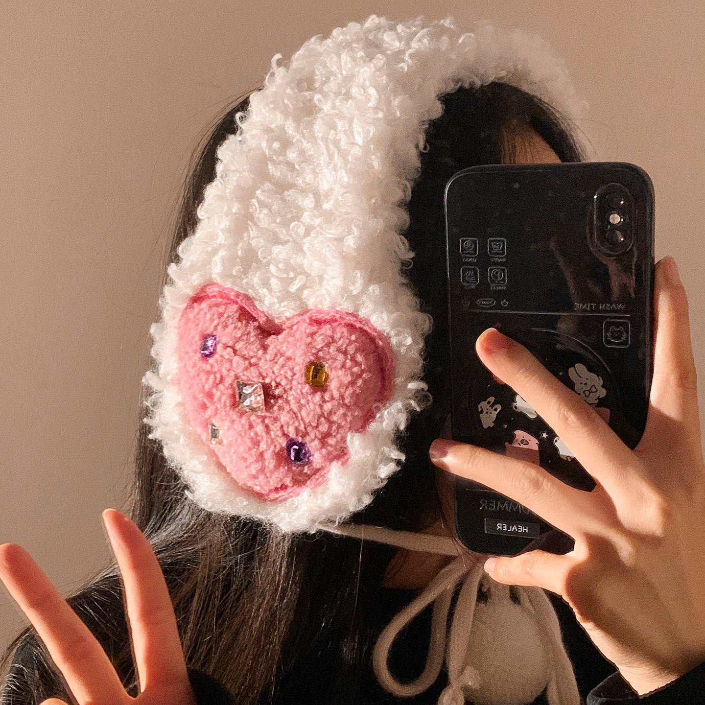 爱心羊羔毛绑带针织耳罩女冬季户外骑车保暖防寒冻耳套耳暖耳捂子,服饰配件/皮带/帽子/围巾,耳套,淘宝优惠券,粉丝福利购,淘宝优惠卷