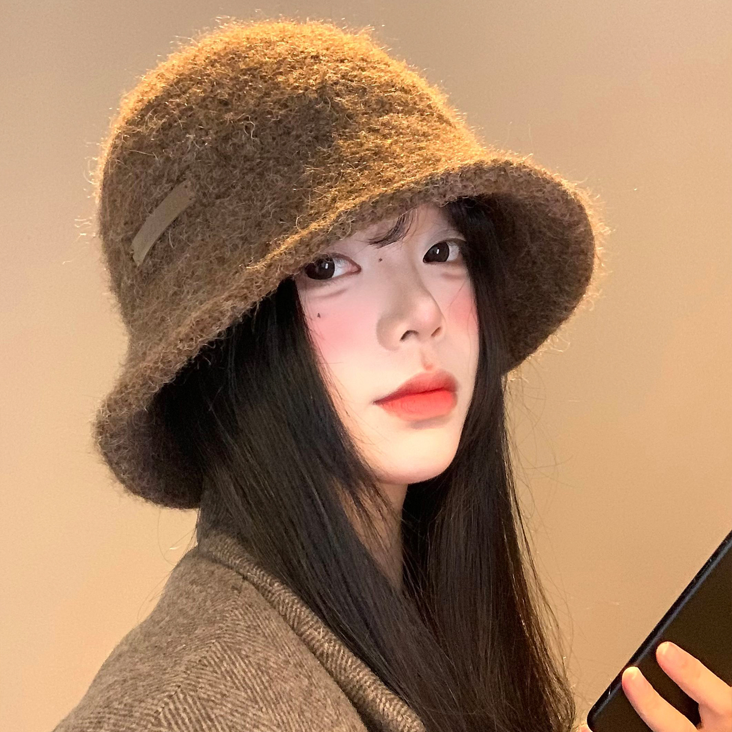 美拉德复古针织渔夫帽显脸小百搭