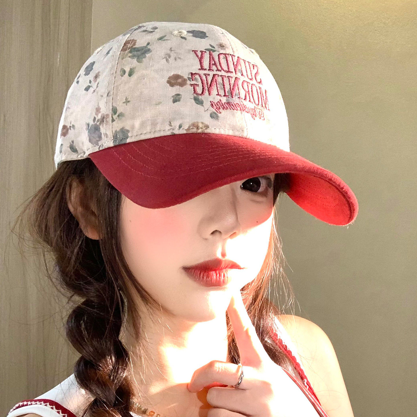 美式复古碎花棒球帽女2026新款宽帽檐显脸小百搭加深软顶鸭舌帽子