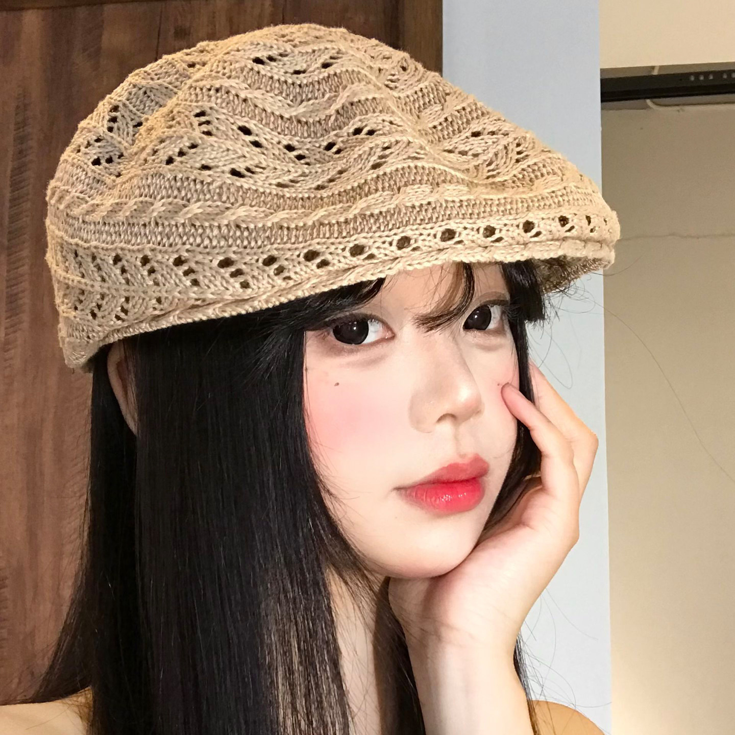 镂空编织前进帽女夏薄款透气反戴图片