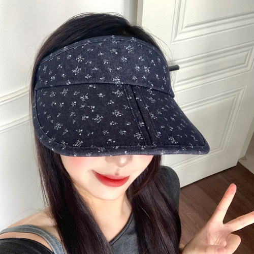 碎花空顶防晒帽女夏季户外可折叠