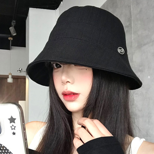 黑色简约渔夫帽女春夏日系百搭