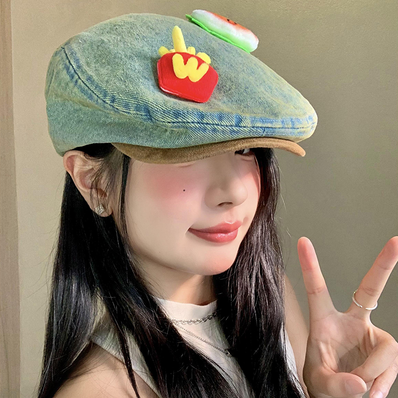 搞怪可爱个性薯条汉堡牛仔前进帽