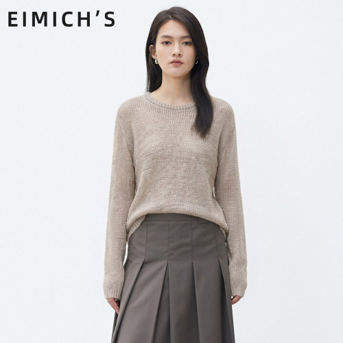 Eimich＇s/艾蜜雪针织衫女2026年秋季新款高级感罩衫镂空上衣