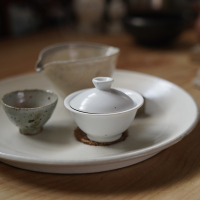 钟友健手作玉泥青花松纹盖碗 一人饮 50-70ml迷你盖碗