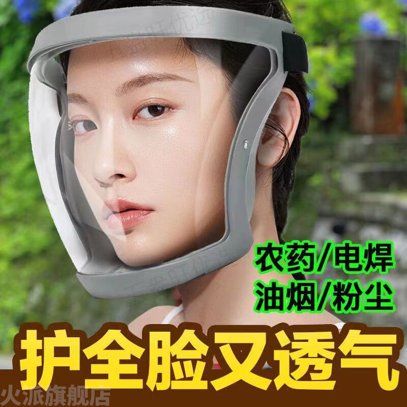 德国防护面罩透明全脸头罩大人防飞沫一次性高清不起雾防尘脸罩冬