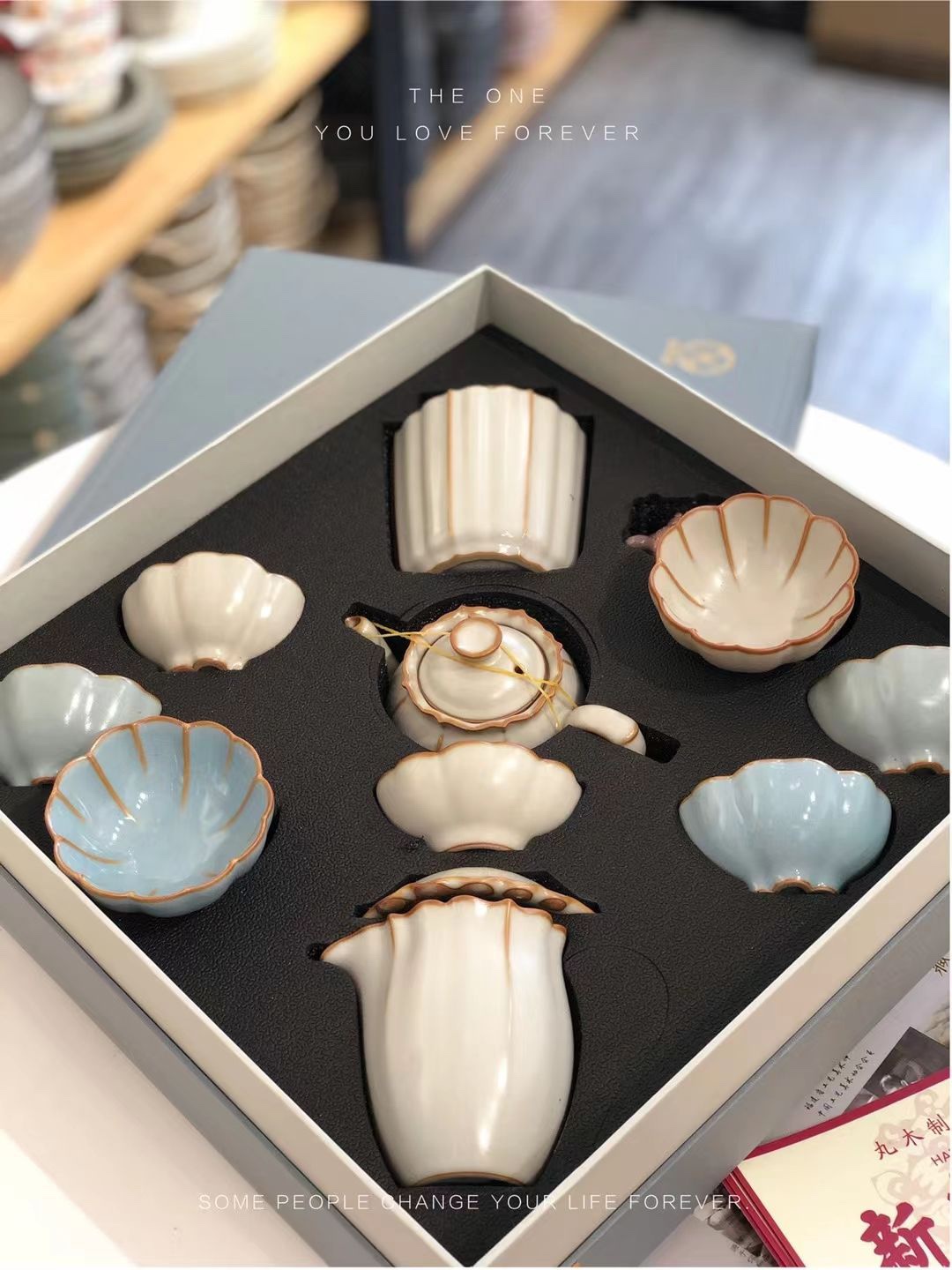 柏韵邱卫国汝窑茶具套装汝瓷开片冰裂陶瓷功夫茶家用办公送礼乔迁