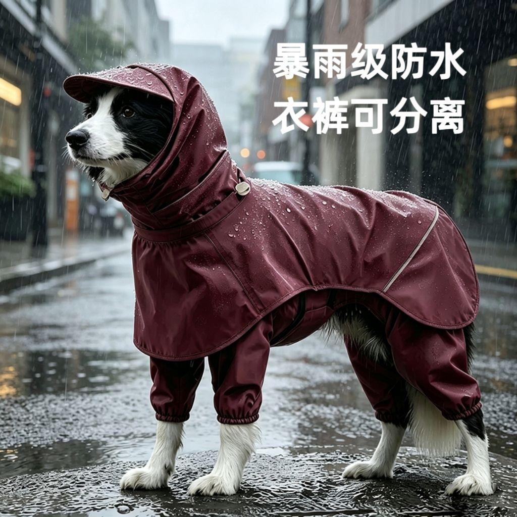 大狗雨衣防水防脏户外四脚全包防尘裤冲锋衣中大型犬金毛边牧雨披