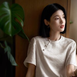 且听风吟-月华衫新中式提花斜襟盘扣宽松短袖上衣女25夏