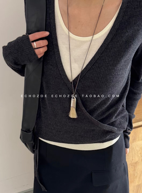 ECHOZOE“搭配秘诀”高版韩国ins马鬃毛刷项链气质流苏毛衣链长款