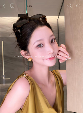 ECHOZOE“晶闪碎冰冰”慎婕同款小x复古金色半圆耳饰女耳钉耳环