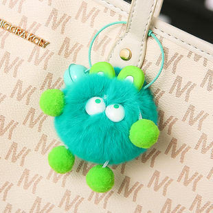 可爱丑东西獭兔毛小煤球汽车钥匙扣挂件毛绒公仔玩偶包包书包挂饰