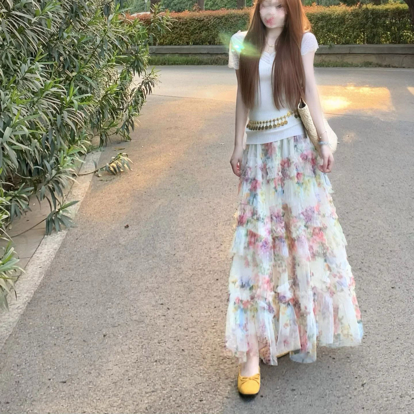 法式温柔甜美风碎花网纱半身裙女春夏新款时尚宽松显瘦蛋糕裙长裙