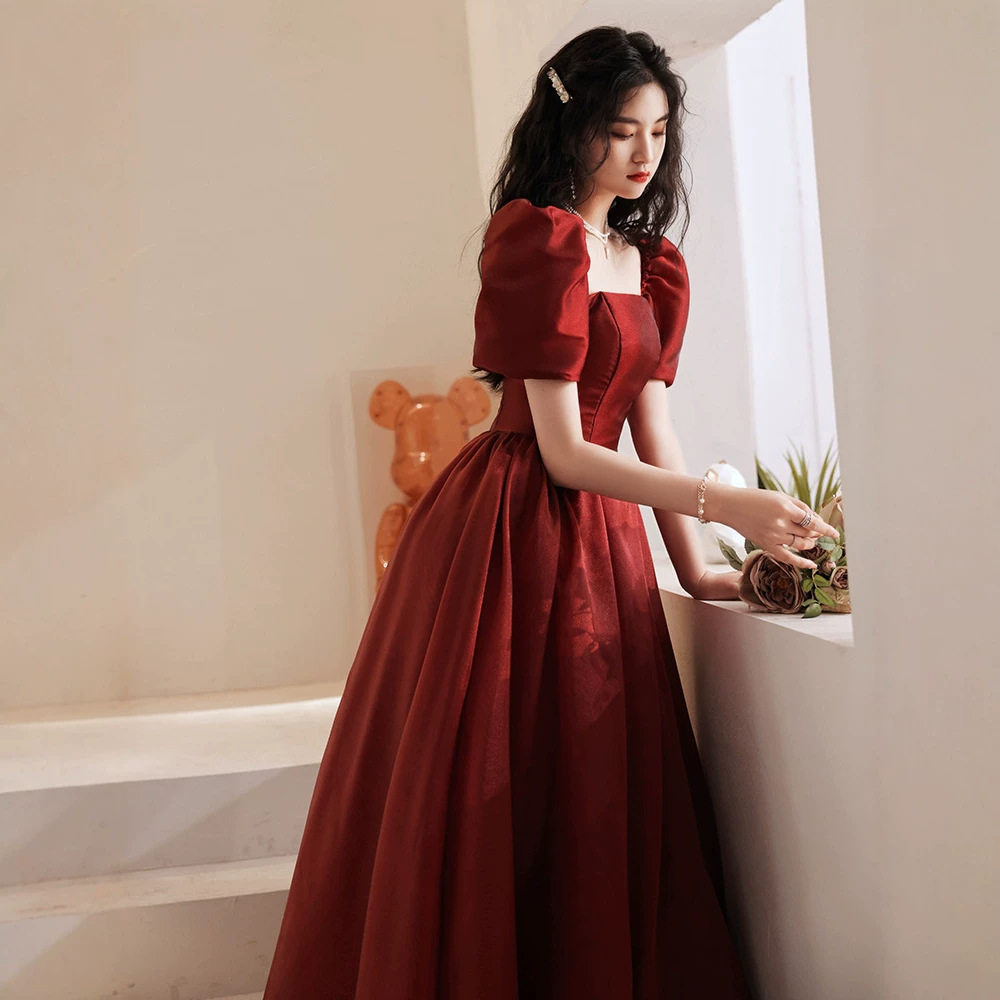 敬酒服新娘酒红色高级感结婚礼服女在逃公主订婚裙小个子孕妇可穿