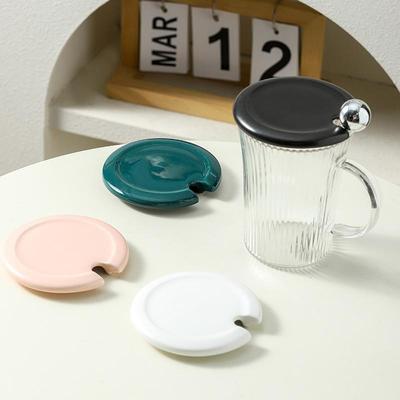 马克杯盖带缺口通用圆形玻璃盖