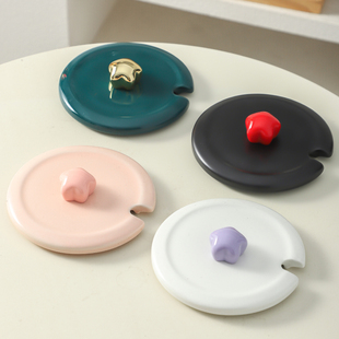 陶瓷杯盖子带勺口通用大口径防尘马克杯盖万能玻璃茶杯防尘盖单卖