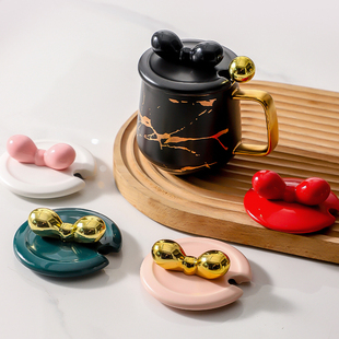 陶瓷水杯盖通用开口玻璃茶杯马克杯配盖子单卖烟灰缸大口径防尘盖