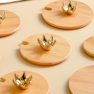 竹木杯盖通用大口径马克杯盖子万能玻璃陶瓷防尘盖圆形单卖水杯盖