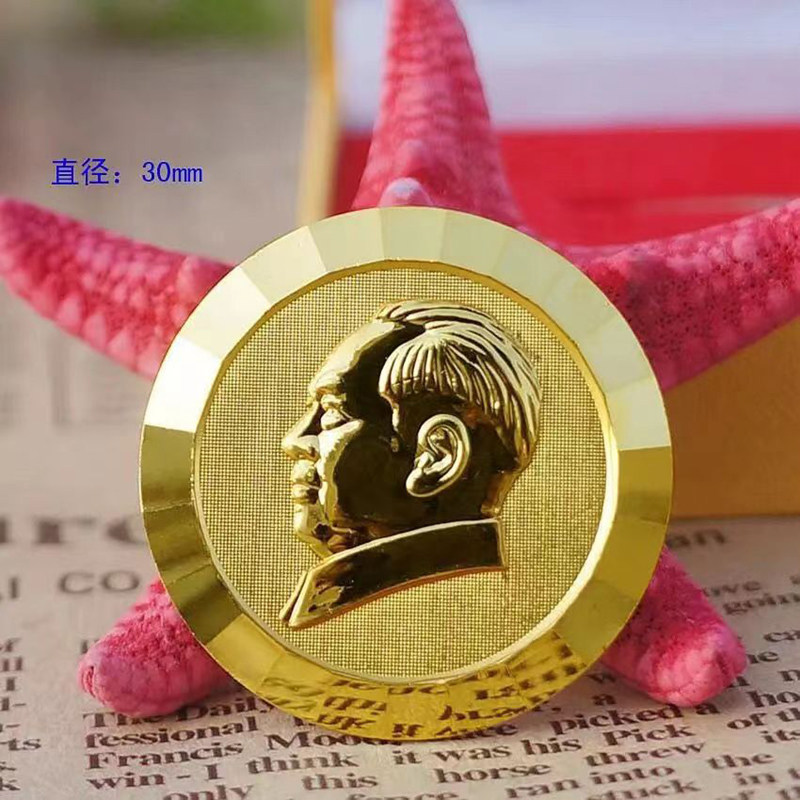 毛主席爷爷电镀金像章大号伟人头像铜质胸针精品胸章立体领袖徽章