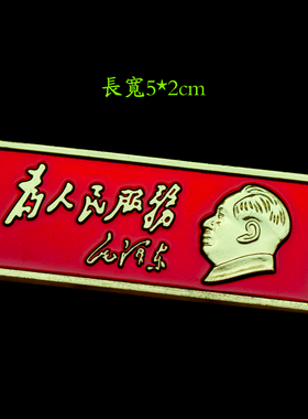 毛主席胸章纪念章高清镀彩厚长条为人民服务像章毛爷爷复古色徽章