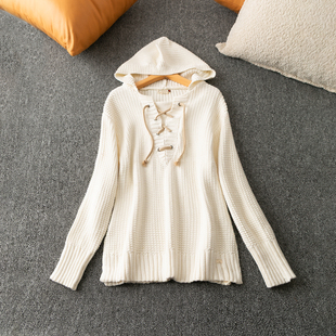 新款 连帽长袖 保暖舒适 减龄 套头毛线衣 时尚 春秋冬外贸韩版