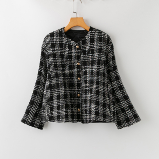 圆领长袖 春秋外贸韩版 小香风满满 气质时尚 单排扣外套 新款