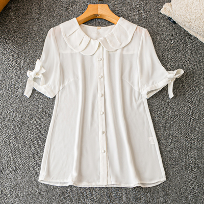活泼气质翻领短袖单排扣上衣