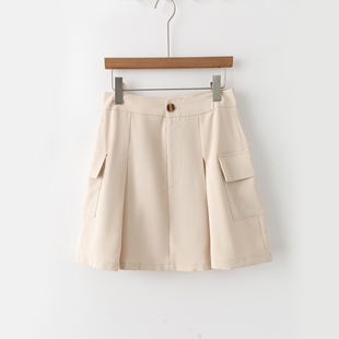 减龄活泼休闲 夏季 温柔气质 新款 一粒扣半身短裙 外贸韩版