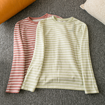 春秋圆领长袖上衣+松紧腰长裤