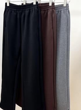 春秋冬 加厚太空棉松紧高腰遮跨显腿长窄版阔腿直筒长裤TBSM8803