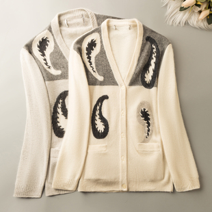 新款 单排扣毛线衣开衫 百搭简约 V领长袖 休闲时尚 春秋外贸韩版