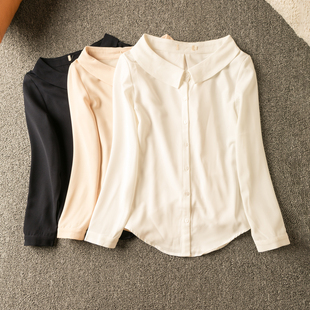 春秋外贸韩版新款   休闲时尚   气质百搭   翻领长袖单排扣衬衫