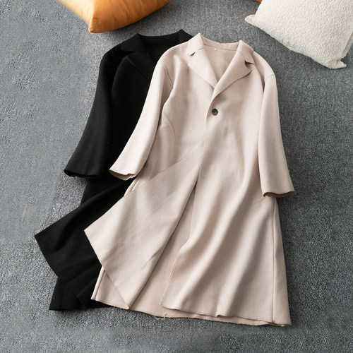 百搭长款翻领一粒扣长袖绒外套