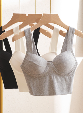 韩版新款修身性感一体带胸垫免穿内衣内搭外穿上衣吊带背心KJP623