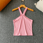 外贸韩版 青春流行气质 新款 简约 挂脖吊带背心 时尚 夏季