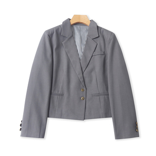 气质 百搭 短款 春秋外贸韩版 两粒扣西装 时尚 翻领长袖 外套 新款