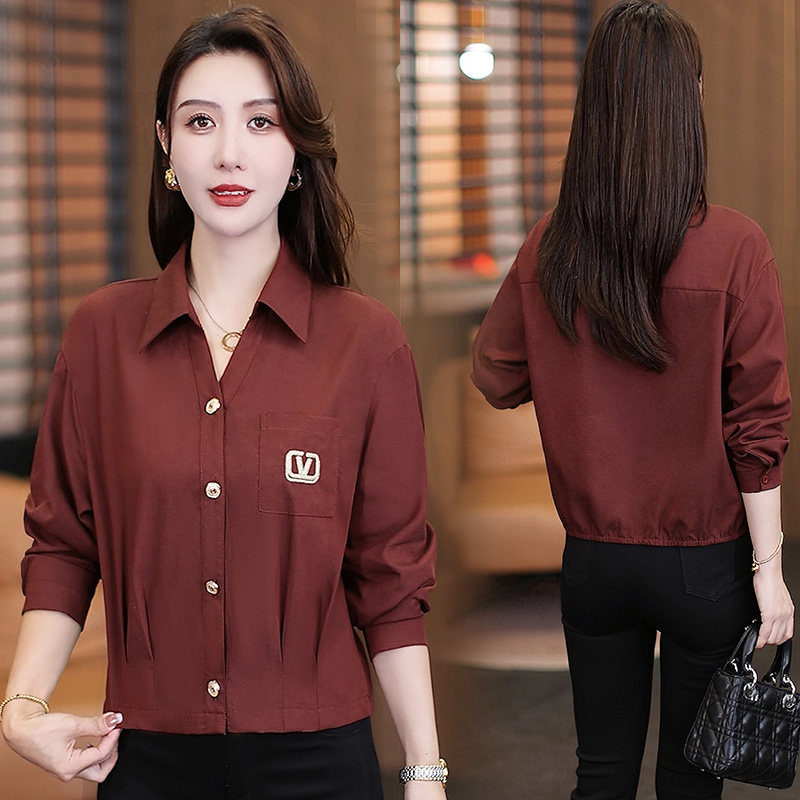 东琴8512时尚休闲女士衬衫洋气2025外套新款小个子衬衣上衣气质