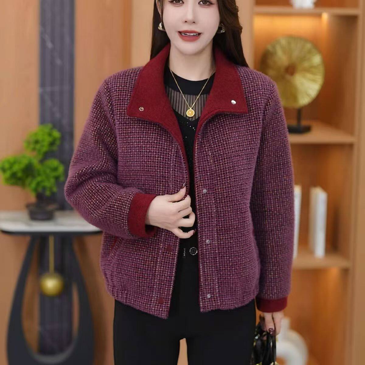2026冬季加棉新款优雅气质女装时尚休闲加厚短外套棉衣妈妈棉袄