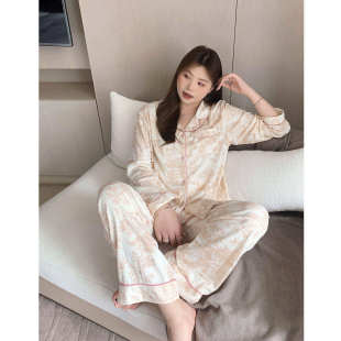 家居服套装 200斤长袖 女 家居馆胖mm纯欲风高级感睡衣秋季 ALIN大码