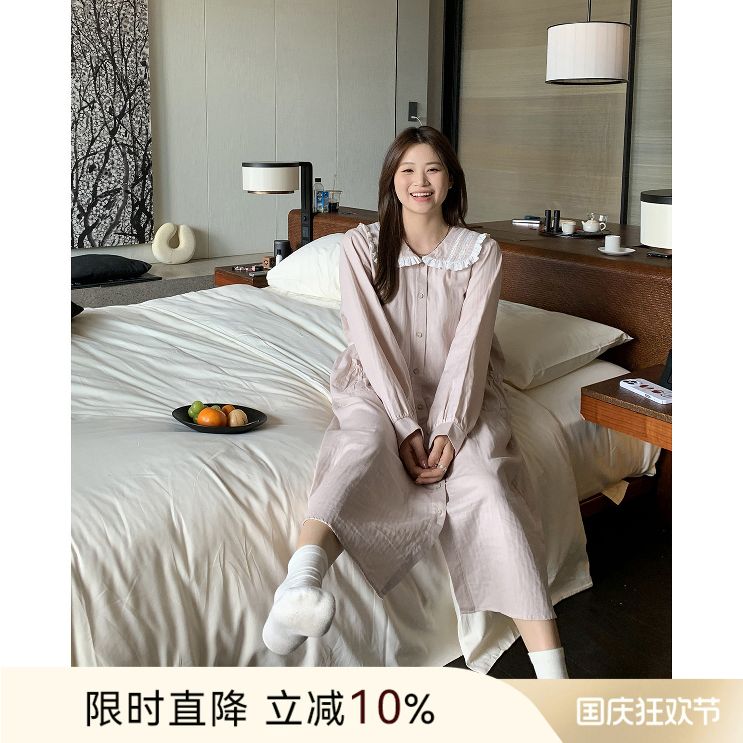 ALINDM大码家居胖妹妹200斤纯棉睡裙女款2025新款春季纯欲风睡衣