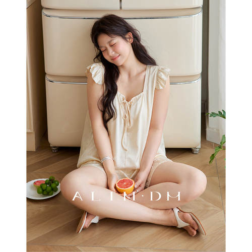 ALINDM大码微胖夏冰丝睡衣女款带胸垫2026新款高级感可外穿家居服