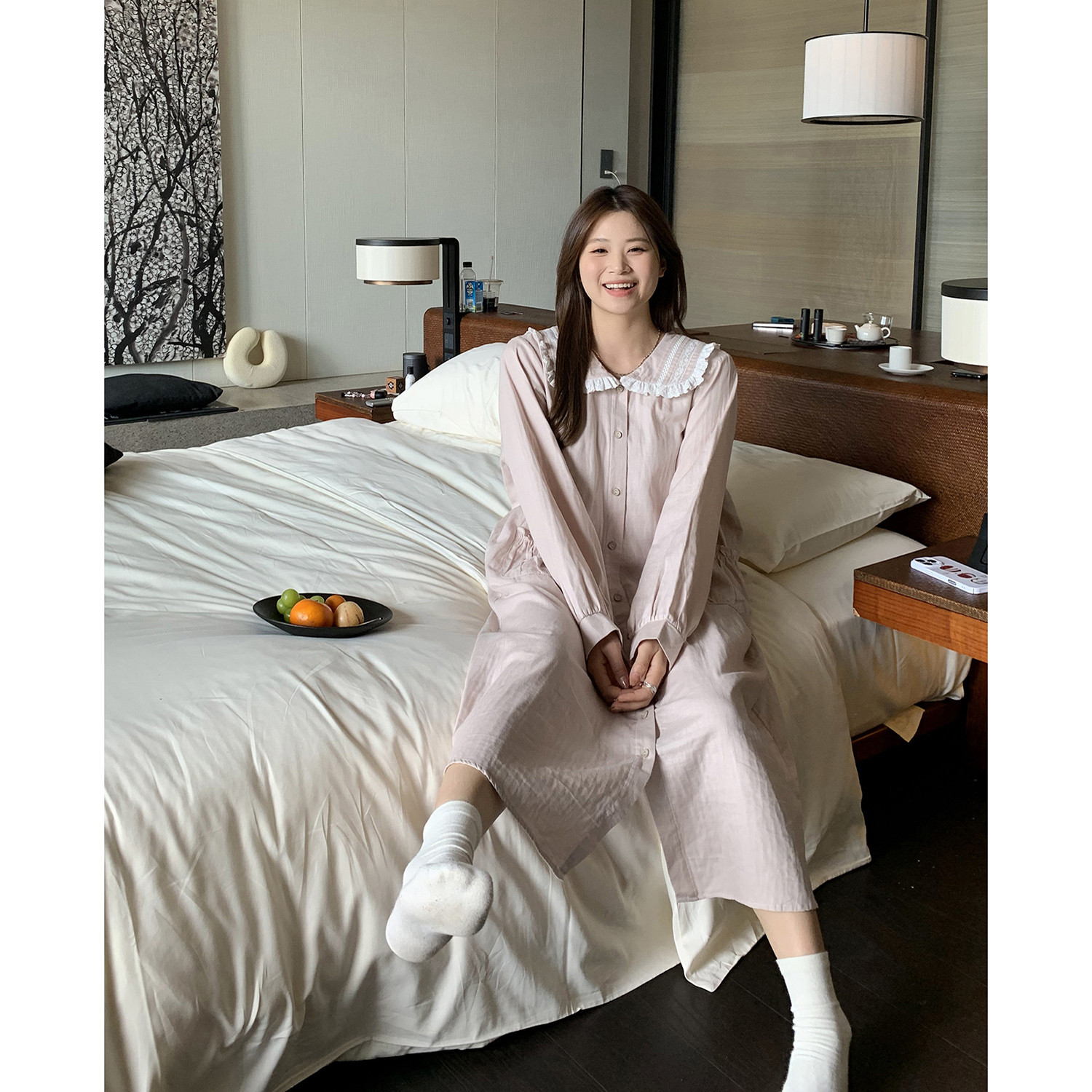 ALINDM大码家居胖妹妹200斤纯棉睡裙女款2025新款春季纯欲风睡衣