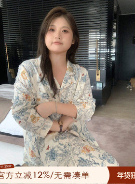 ALIN大码家居馆胖妹妹长袖睡衣女秋冬款2023新款200斤休闲家居服