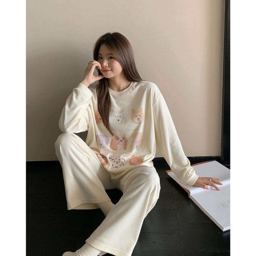 ALIN大码家居2025新款冬季微胖mm宽松长袖家居服200斤可外穿睡衣