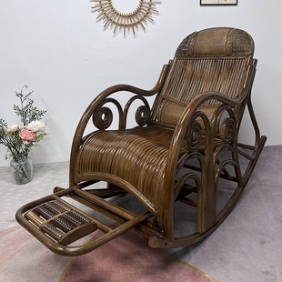 藤木年华单粗藤扶手摇摇椅阳台家用休闲逍遥椅全藤摇摇椅藤条摇椅