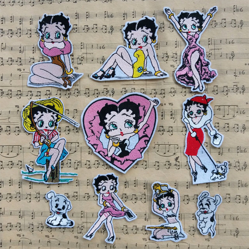 美国贝蒂布贴动漫人物刺绣贴布补丁贴时尚百搭装饰贴徽章衣服补洞