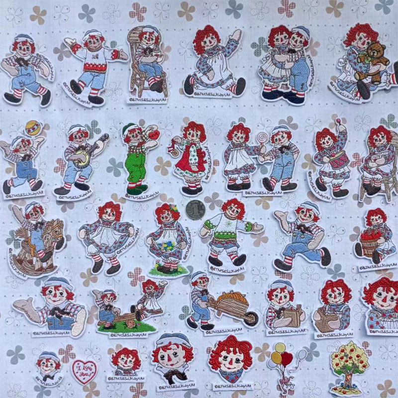 布娃娃刺绣布贴动漫卡通ann&andy贴花补丁贴儿童修补衣服破洞装饰